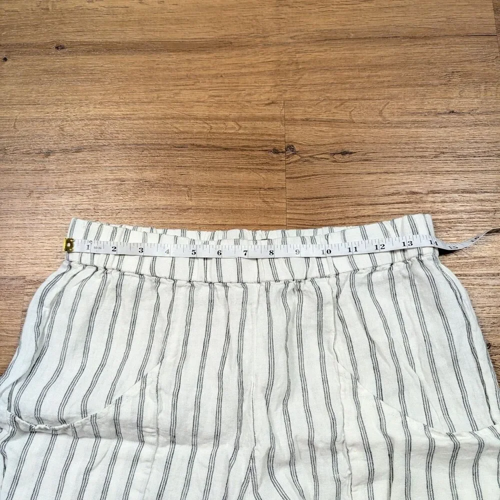 Quince European Linen Tapered Ankle Pants Women S White Striped Resort Coastal